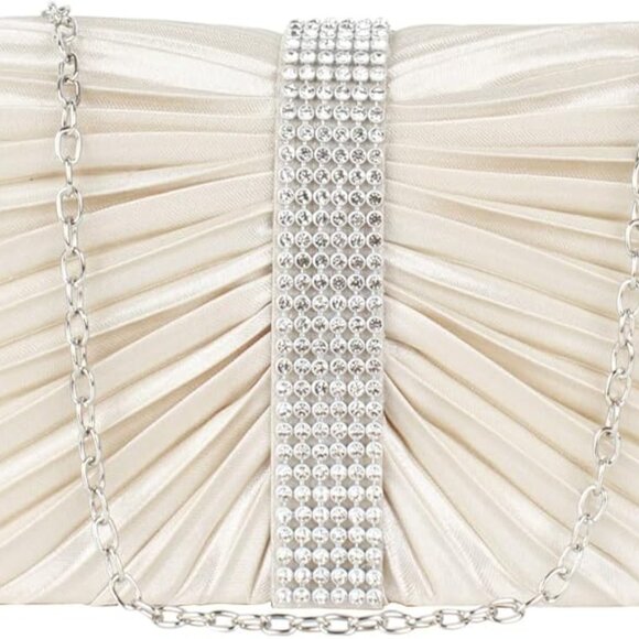 Evening Clutch Satin Women Bag Crossbody Shoulder Purse Elegant Party Gift - Picture 1 of 6